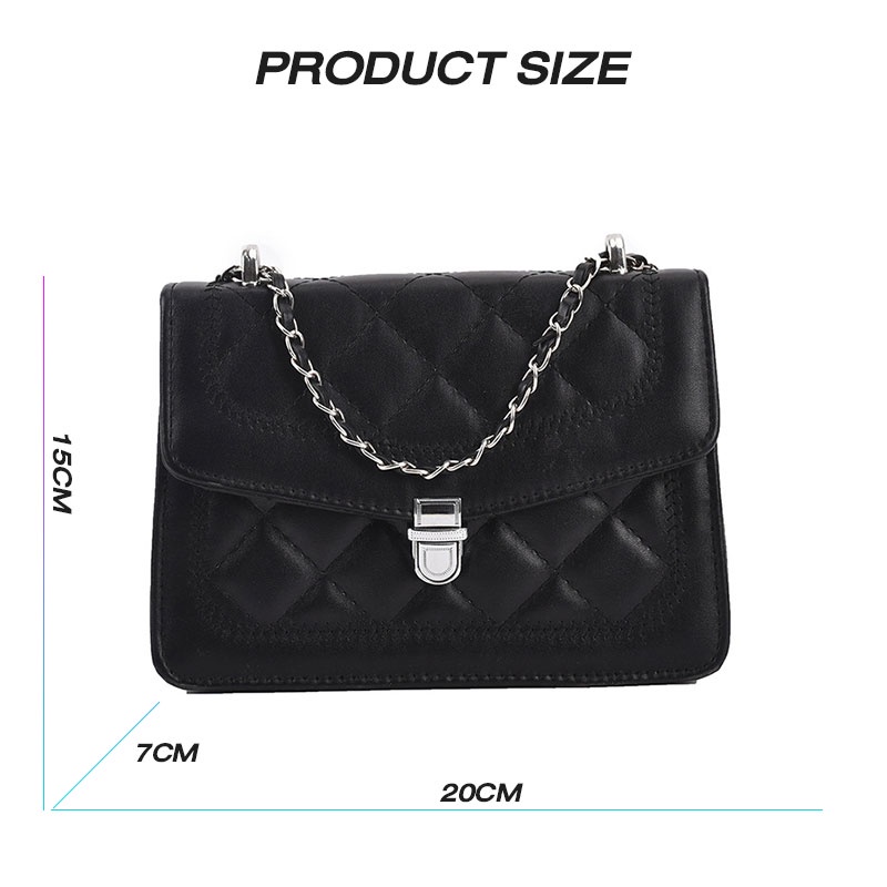 Mischa Túi Đeo Chéo Vai Bằng Da PU Màu Trơn Họa Tiết Hình Thoi Phong Cách Phương Tây Thời Trang