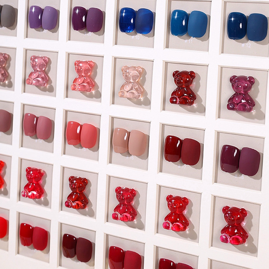 Bộ 20 Thẻ Trưng Bày Móng Tay Trong Suốt Hình Gấu Độc Đáo