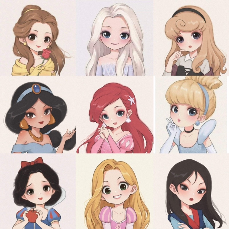 Bộ tranh đính đá 5D tự làm họa tiết hình công chúa disney 2 size 30*30cm