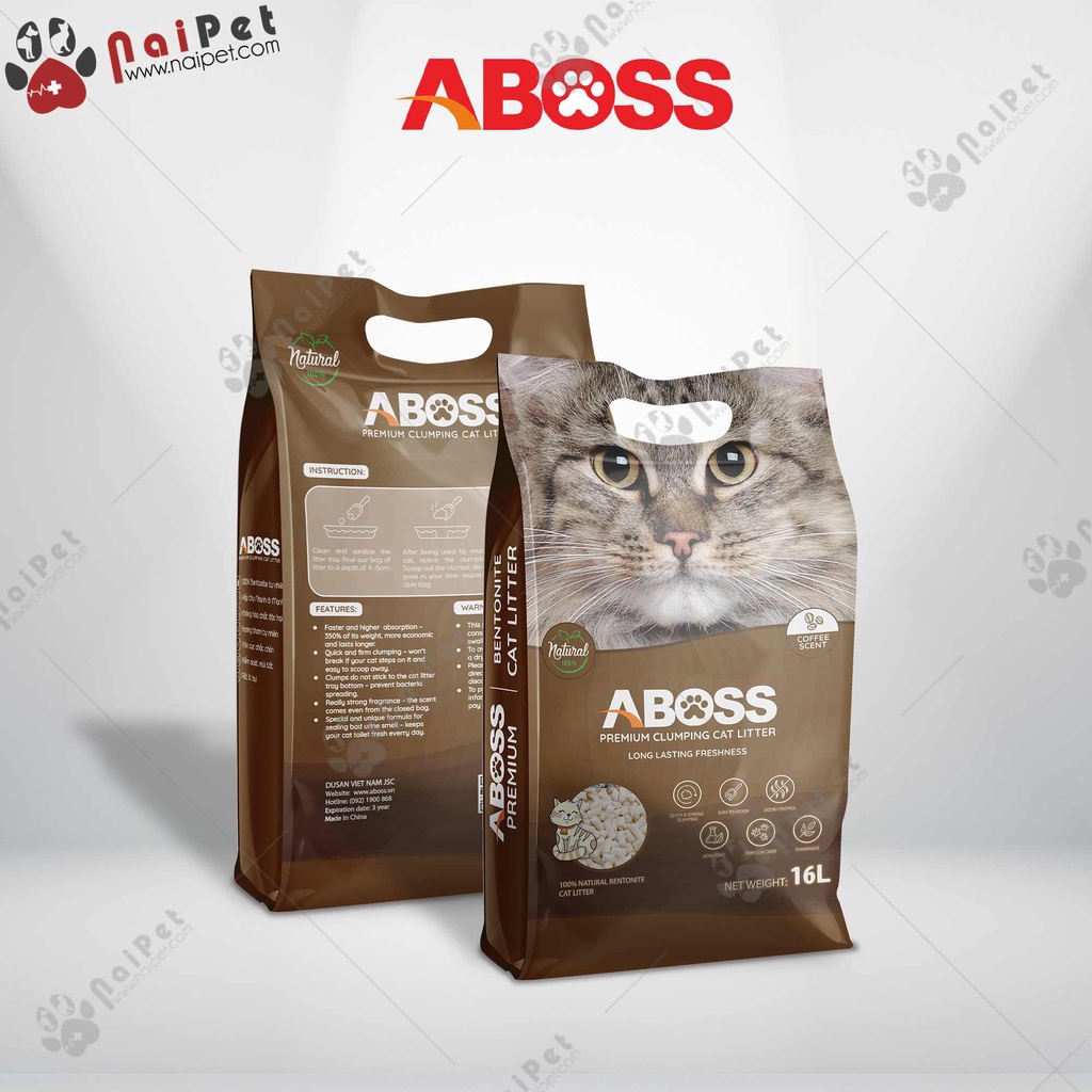 Cát Vệ Sinh Cát Đất Sét Bentonite ABoss Cho Mèo Túi 8L