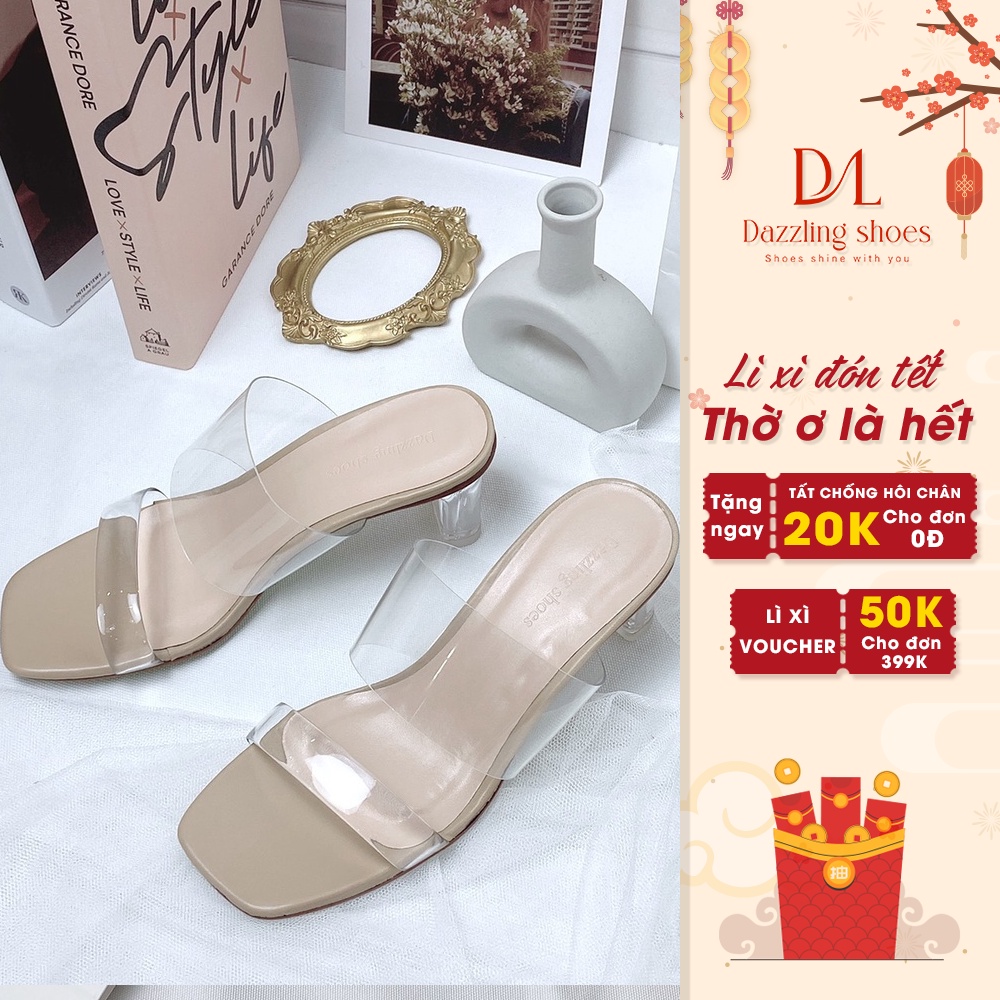 Giày cao gót nữ quai trong gót 5cm, guốc nữ quai ngang kiểu dáng thời trang, hiện đại GU50 - DAZZLING SHOES