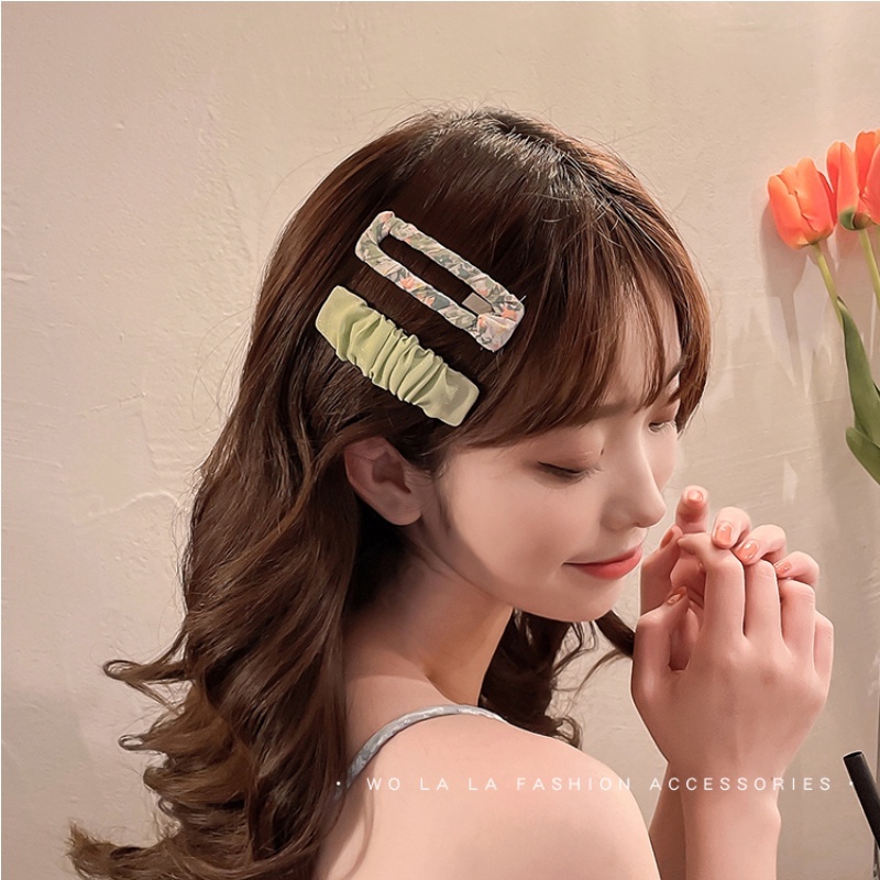 Bộ Kẹp Tóc Vải In Hoa Kiểu Hàn Quốc Dễ Thương Cho Bé Gái