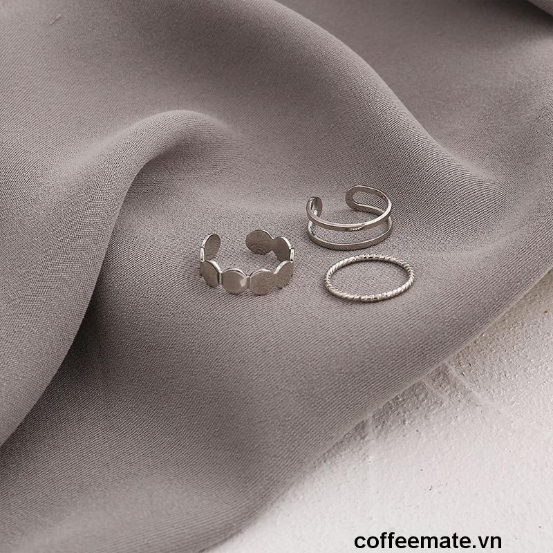 【coffeemate】⚡ Bộ Nhẫn Hở Phong Cách Hip Hop Cổ Điển Cho Nam Và Nữ
