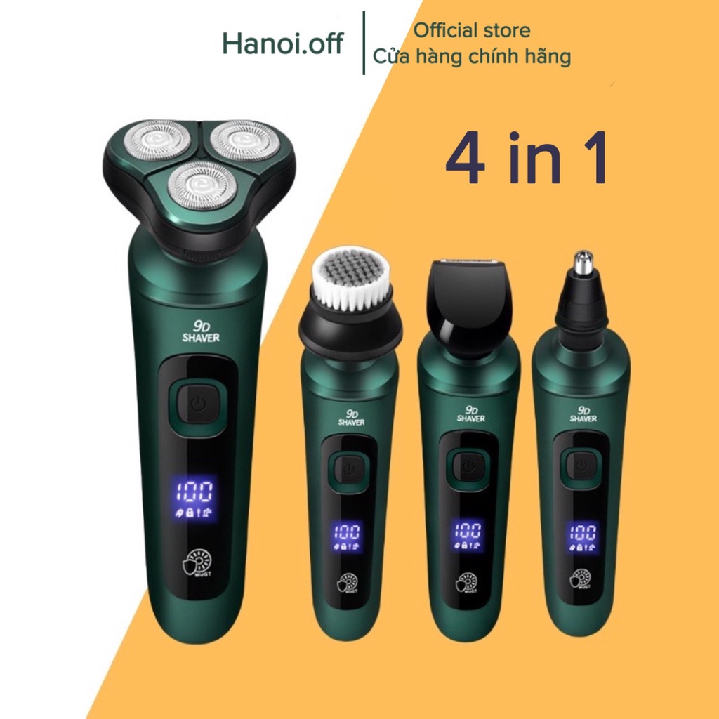 Máy cạo râu cao cấp 4in1 hàng chính hãng - chống nước chuẩn IPX7 có hiện thị phần trăm Pin