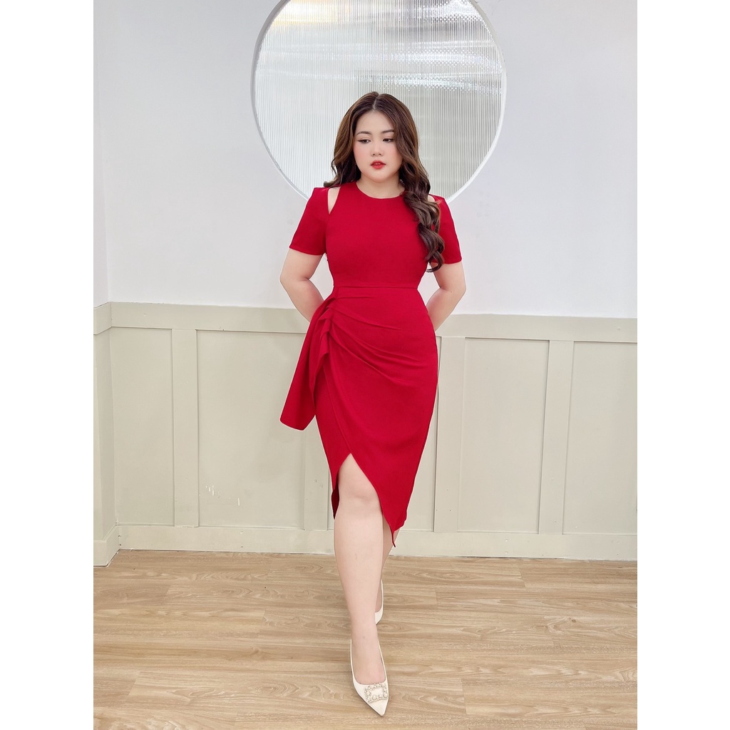 Đầm Nữ Bigisize , Đầm Ly Eo Hở Vai Dành Cho Người Béo Mập 50-90kg