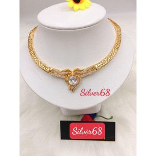 Kiềng nữ mạ vàng liền mặt đính đá cao cấp bền màu silver68