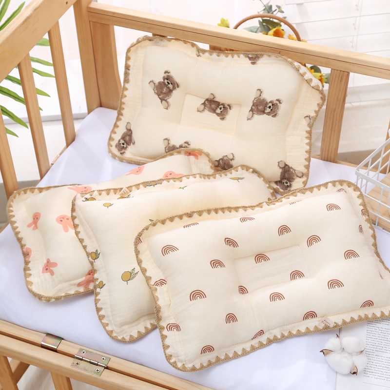 Gối Lõm Sơ Sinh Chống Bẹp Đầu Vải Xô Cotton Siêu Mềm Quảng Châu