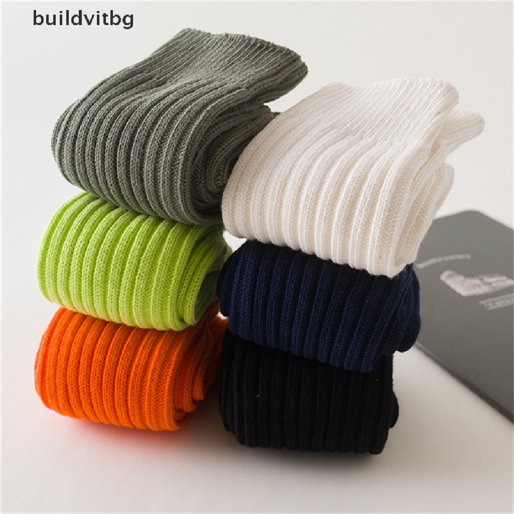 Vớ Cotton Dày Màu Sắc Trơn Vui Nhộn Phong Cách Thể Thao Đường Phố Cho Nam