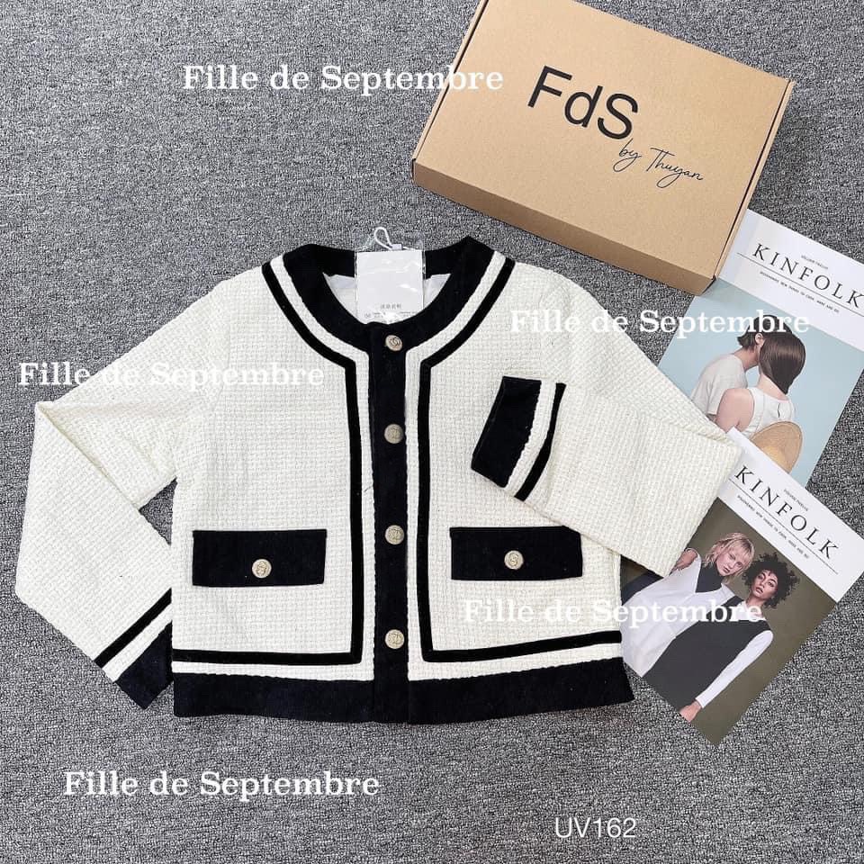 Áo Khoác Dạ Tweed Trắng Viền Đen Quý Phái Hai Lớp 👗 Tiểu Thư 👗 - Áo Dạ Tweed Trắng Viền Đen Đi Làm, Du Lịch, Tiệt...