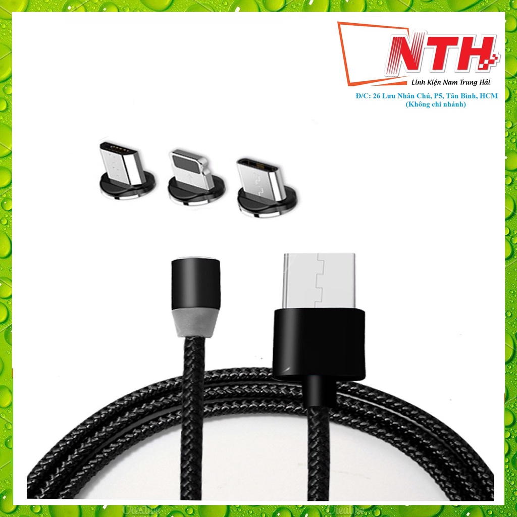 Cáp sạc 3 đầu nam châm đa năng cho tất cả các dòng điện thoại không led