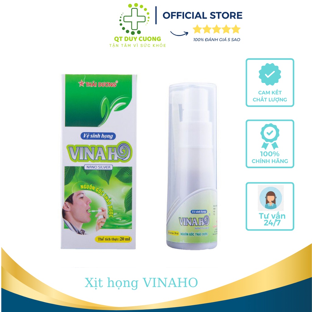 Xịt họng Vinaho Thái Dương - Giảm ho, Vệ sinh họng, khử mùi hôi miệng, ho gió, ho khan, họ dị ứng thời tiết