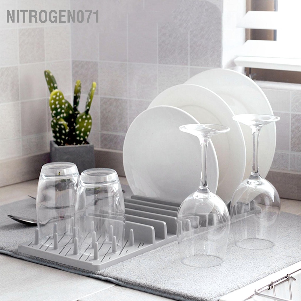 Tấm úp chén đĩa ly dụng cụ nhà bếp ráo nước đa năng - an toàn thực phẩm - với giá đỡ hút nước - Nitrogen071
