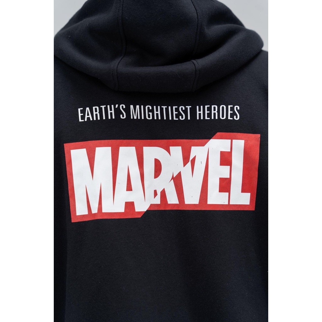 Áo Khoác Nỉ Mũ Unisex BOO Dáng Rộng In Avenger Hero Marvel BZL