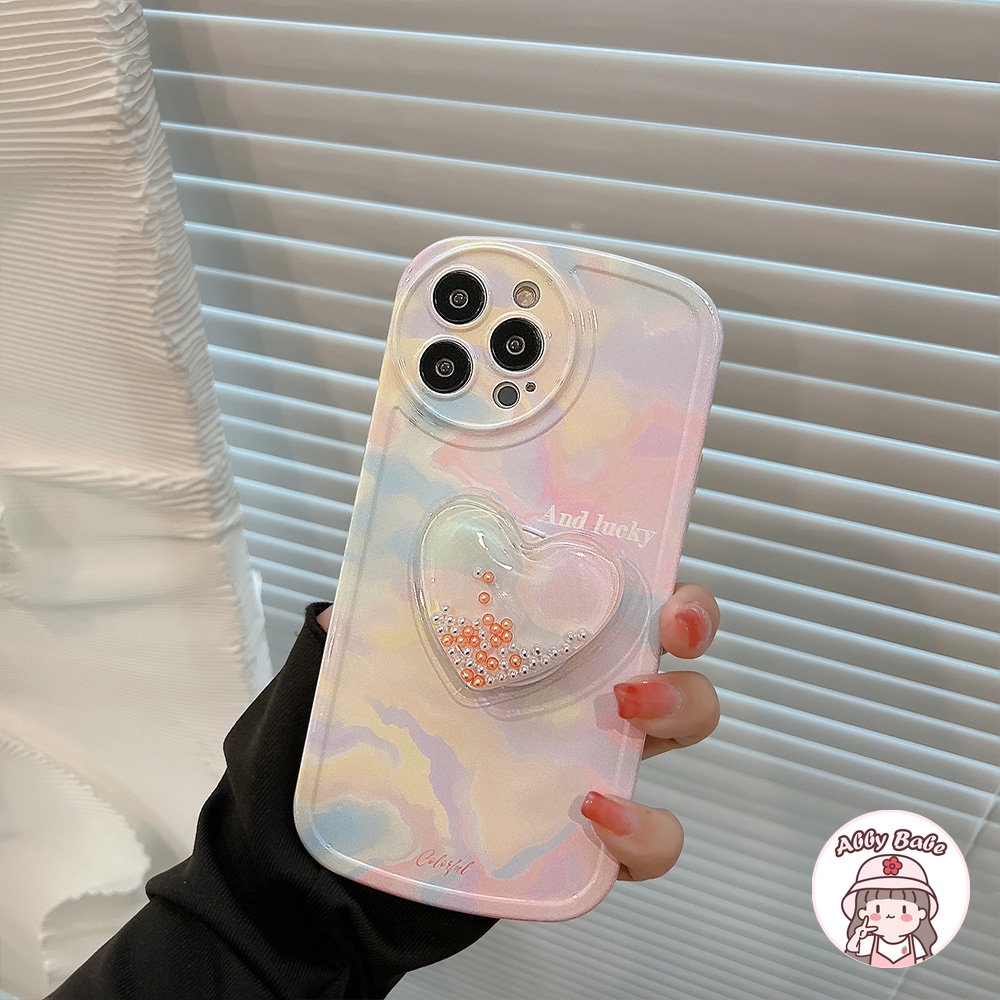 Ốp Điện Thoại TPU Mềm Mỏng Chống Sốc Gắn Giá Đỡ Hình Trái Tim Màu Gradient 3D Cho IPhone 14 Pro Max 13 12 11 Pro Max