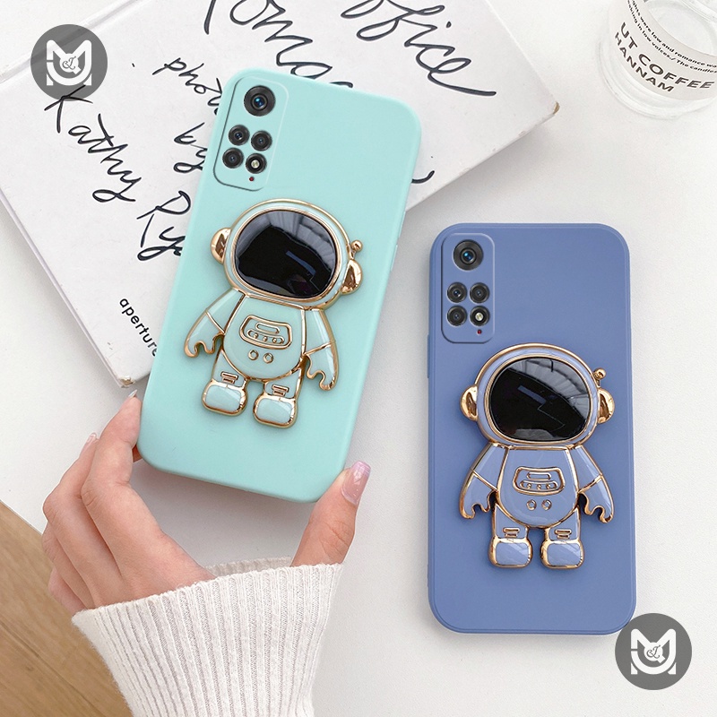 Ốp Điện Thoại Silicon Chống Sốc Có Giá Đỡ Hình Phi Hành Gia Dễ Thương Cho Xiaomi Redmi Note 11 10 9 8 Pro 9S 10S 11S