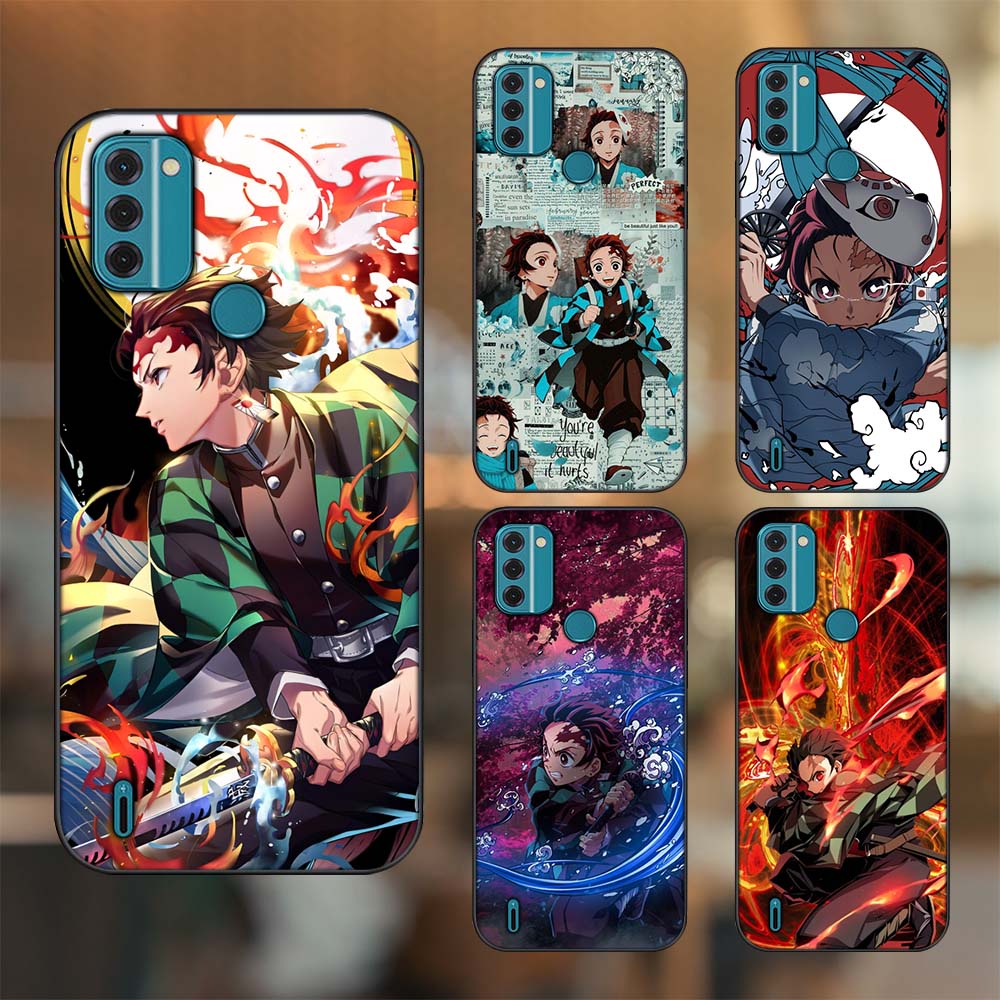 Ốp lưng Nokia C31 viền đen in hình Tanjiro Kimetsu No Yaiba