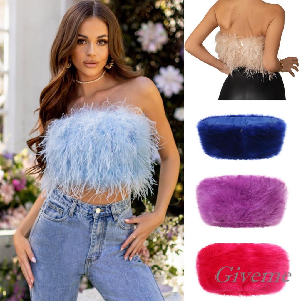 Áo Croptop Lông Xù Màu Trơn Không Tay Phối Khóa Kéo Cho Nữ