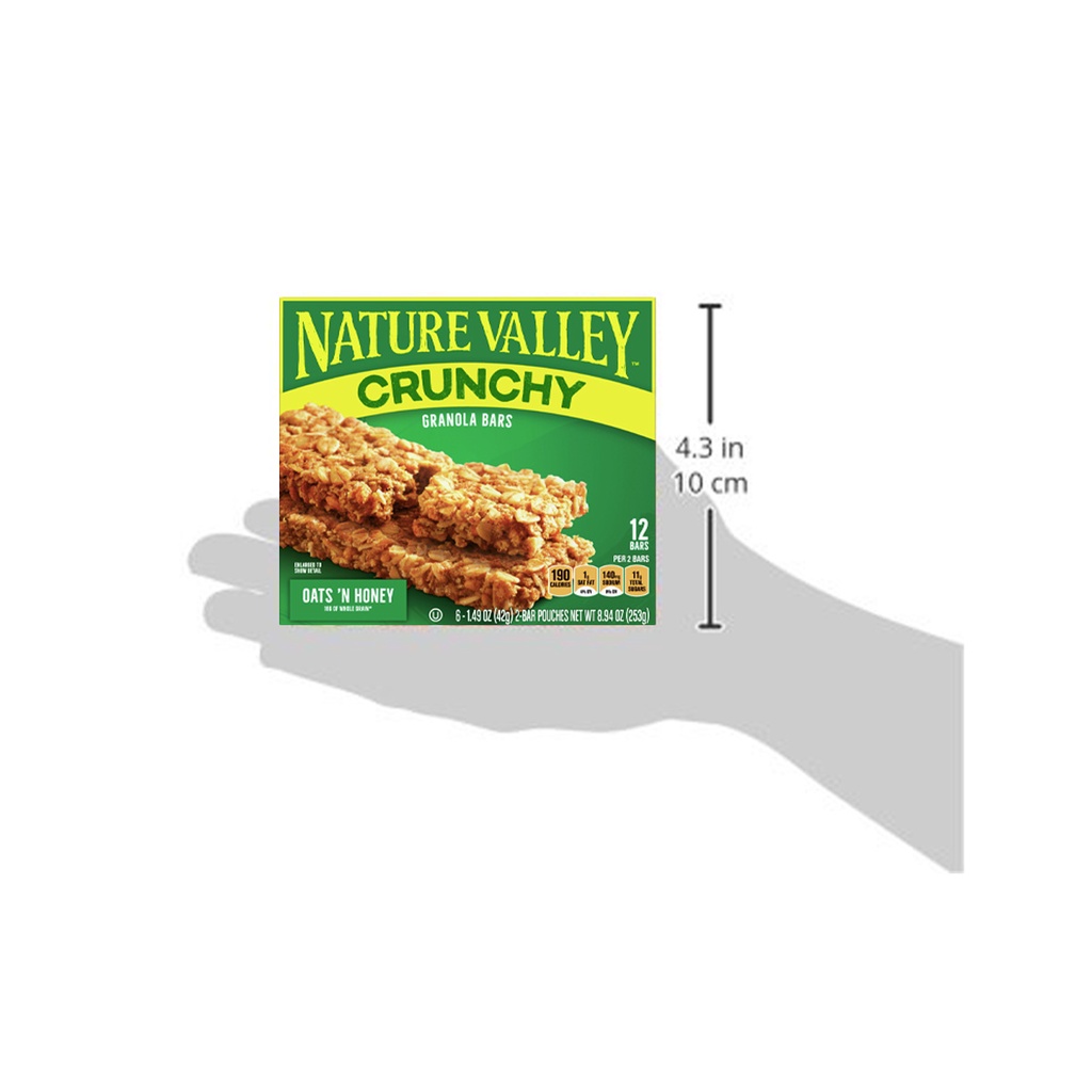 Thanh Ngũ Cốc Yến Mạch, Mật Ong Nature Valley Oats 'n Honey Crunchy Granola Bars, Hộp 12 Thanh  , 253g