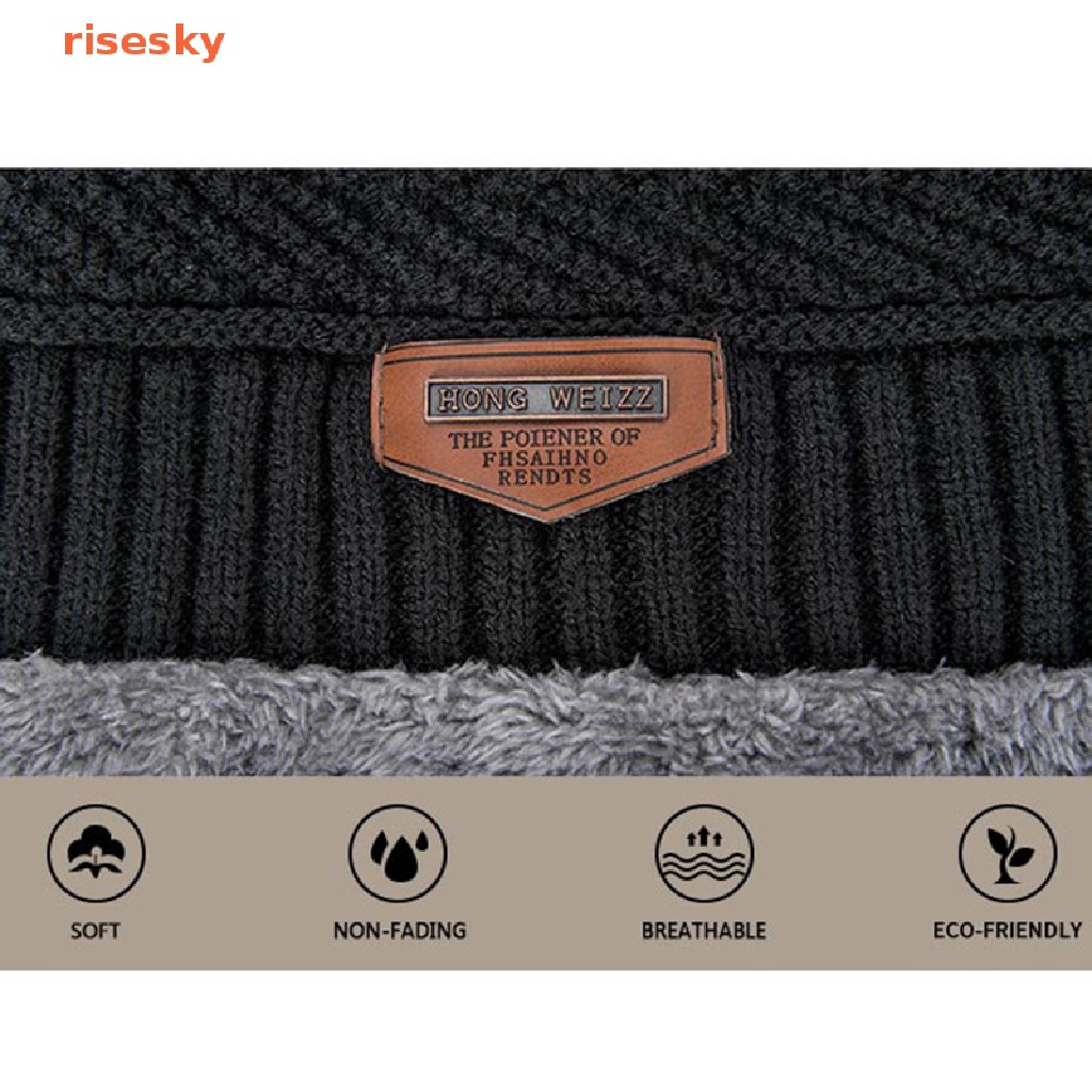 Mũ Beanie Dệt Kim Chất Liệu Cotton Dày Dặn Thời Trang Mùa Đông Cho Nam Giới