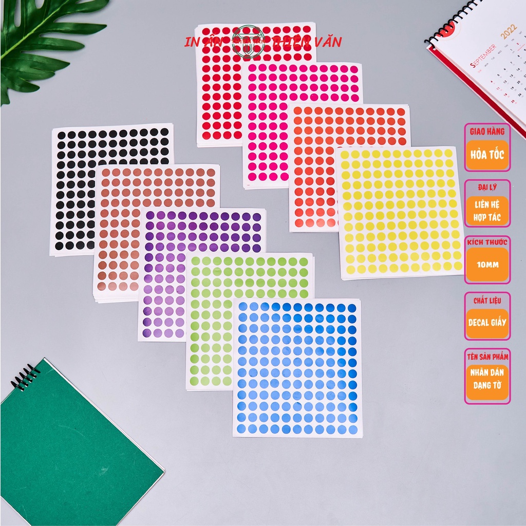 Combo 1320 Tem Tròn Chấm Bi, Tem Phân Loại, Tem Đánh Dấu 10mm  Nhiều Màu - Thiên Văn