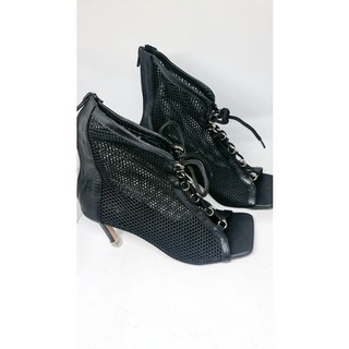 Giày boot lưới cột dây gót cao 7 phân