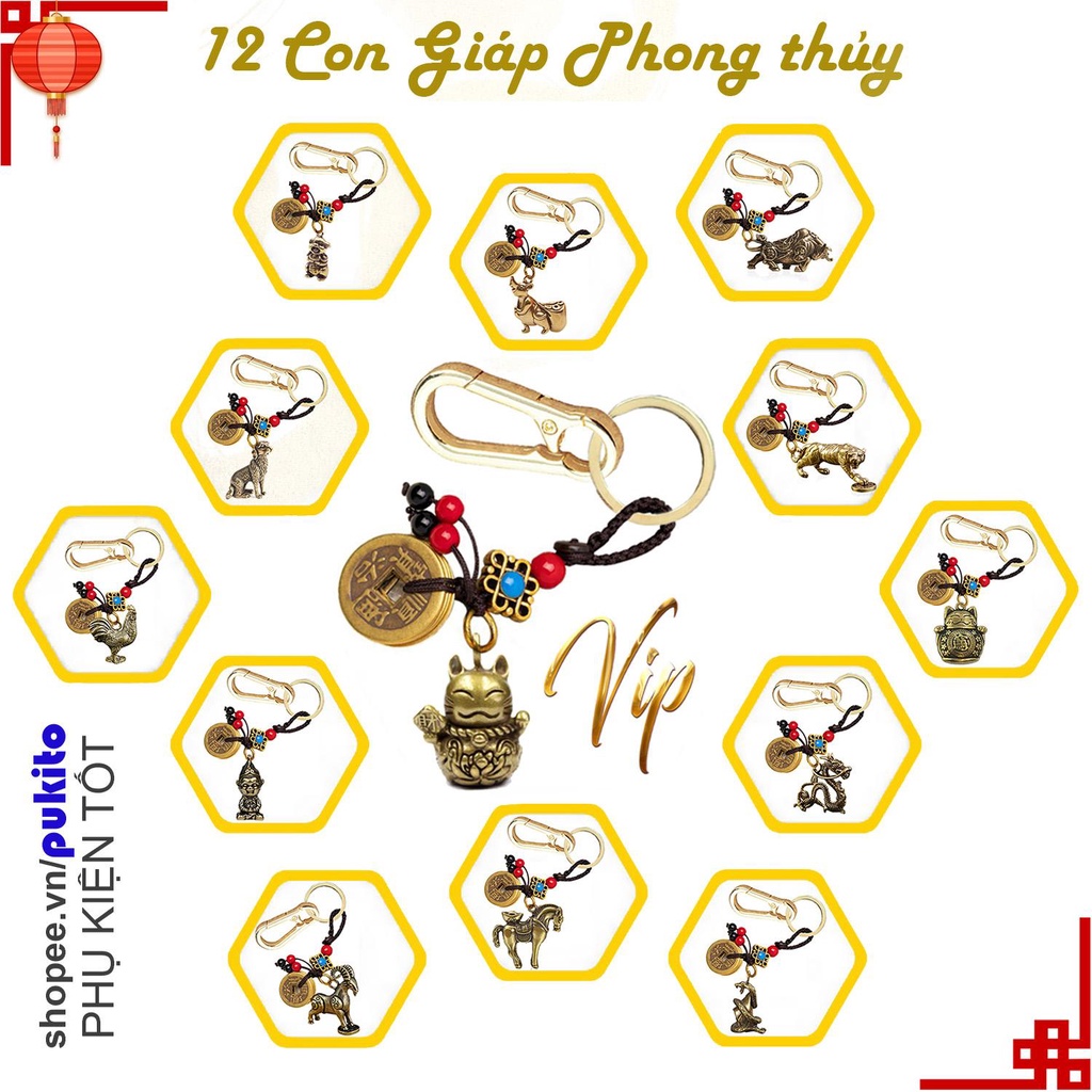 Móc Khóa Cute 12 Con Giáp Đồng Thau 3 Món Keychain ( Loại 1 Key Chain Móc Chìa Khóa Đẹp Độc Giá Rẻ Tuổi Mèo ... )