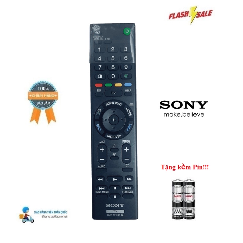 Remote Điều khiển TV Sony RMT-TX100P LED/LCD Smart TV- Hàng chính hãng Sony theo máy