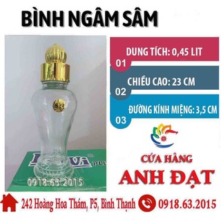 Bình thủy tinh ngâm sâm, mật ong 0,45 lit