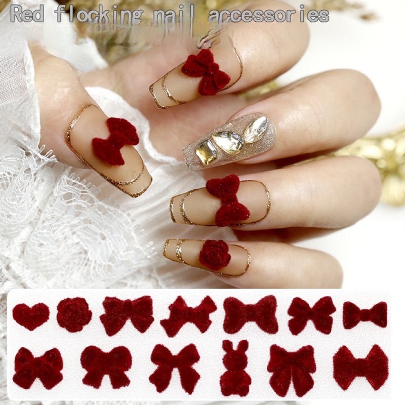 Charm nơ lông màu đỏ mới 2023 bán lẻ 1 cái