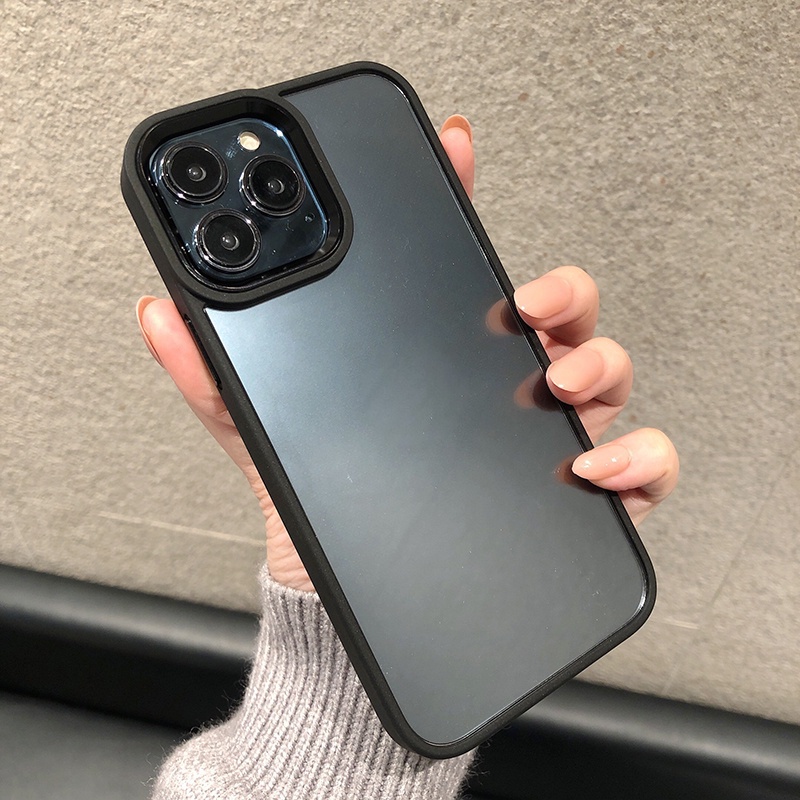 Ốp Điện Thoại Cứng Viền Silicon Dẻo Trong Suốt Chống Sốc Thời Trang Cho iPhone 11 12 13 Pro Max ip11