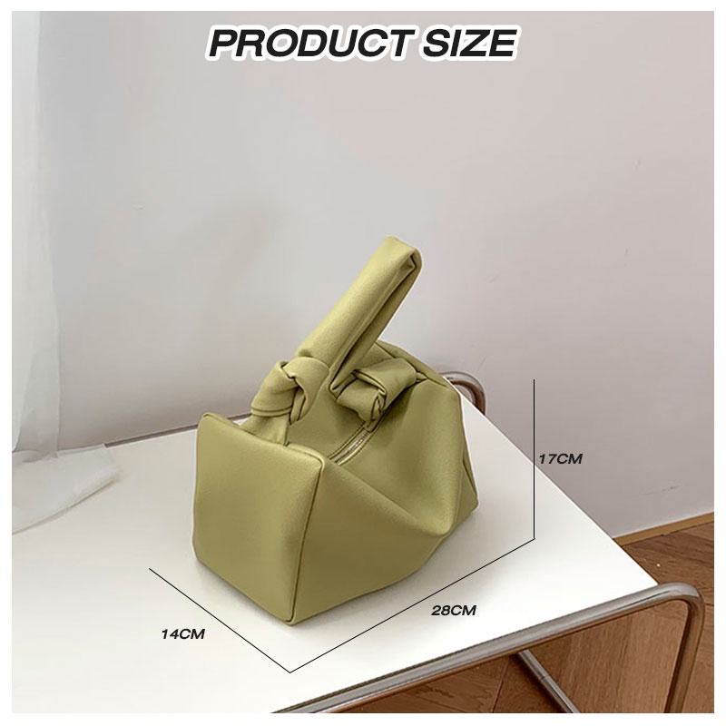 Mischa Túi Xách Da PU Mềm Màu Trơn Thắt Nút Dễ Phối Đồ Thời Trang niche