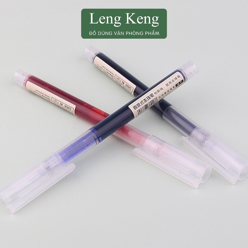 Bút gel Leng Keng bút bi nước xanh đen đỏ ngòi 0,5mm ống lớn viết chữ đẹp B51