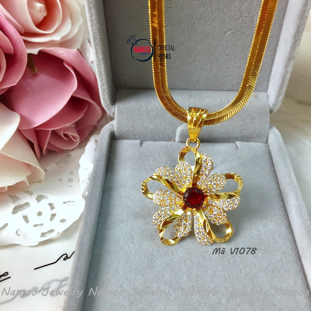 Dây Chuyền V1078 Kiểu Dáng Bông Hoa Đính Đá Cho Nữ Namoo Jerwelry