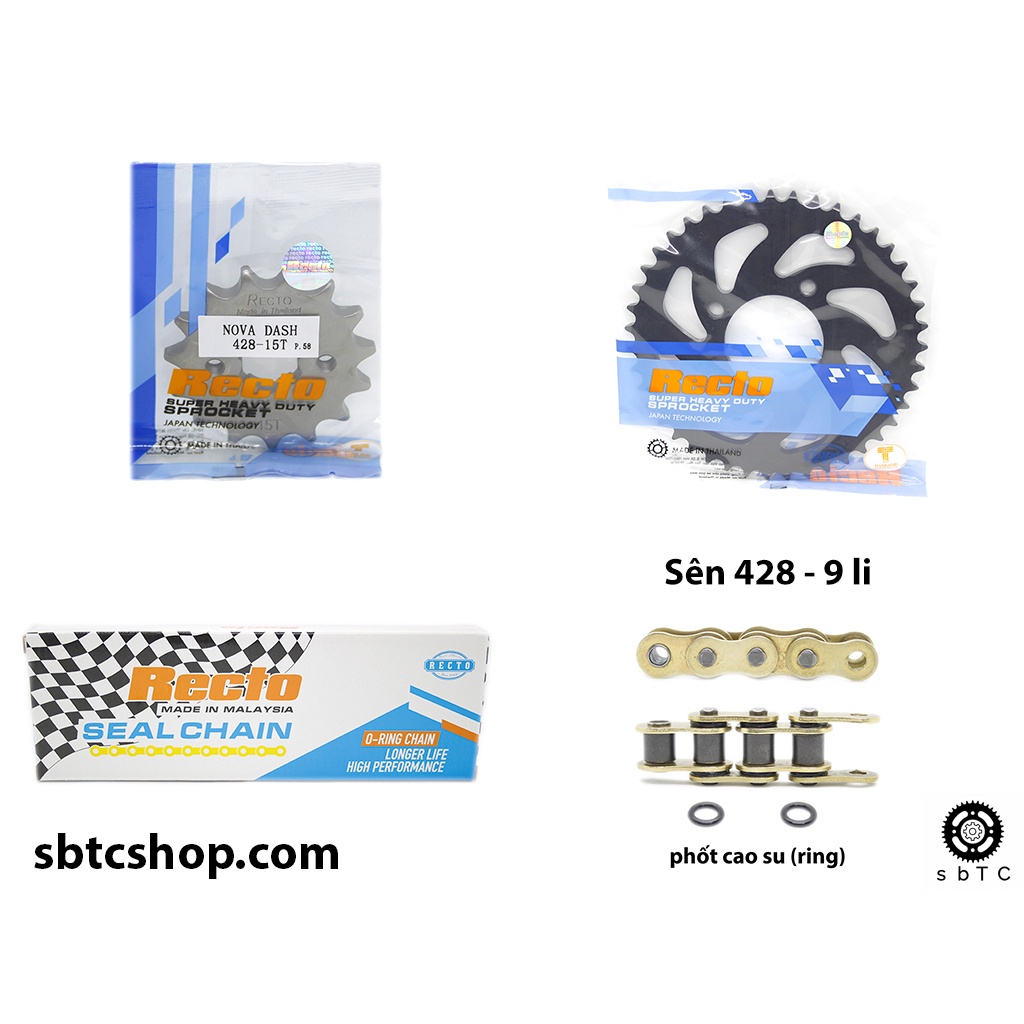 NSD Nhông sên dĩa RECTO phốt cao su vàng GPX Legend chính hãng