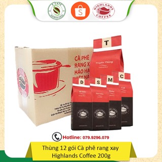 Thùng 12 gói Cà phê Rang xay Highlands Coffee 200g - Moka/Culi/Sành Điệu/TruyềnThống/Di Sản