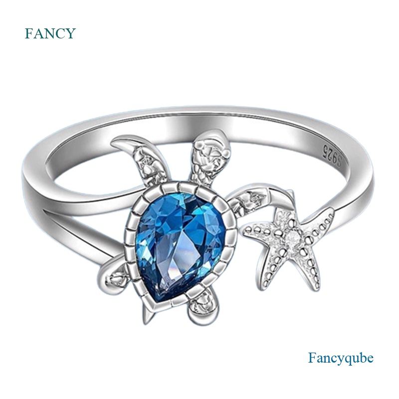 Nhẫn Hình Rùa Biển Đính Đá Dễ Thương Cho Nữ
