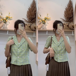 sơ mi kẻ cổ vest