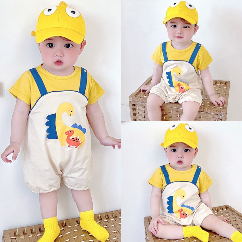 Bộ Áo Liền Quần In Hình Khủng Long Đáng Yêu Cho Bé