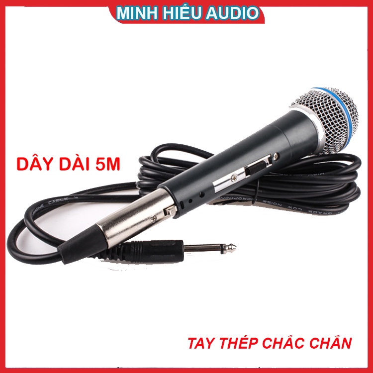 Micro hát karaoke Ontekco MV01 dây dài 5m chống nhiễu tay cầm thép không gỉ