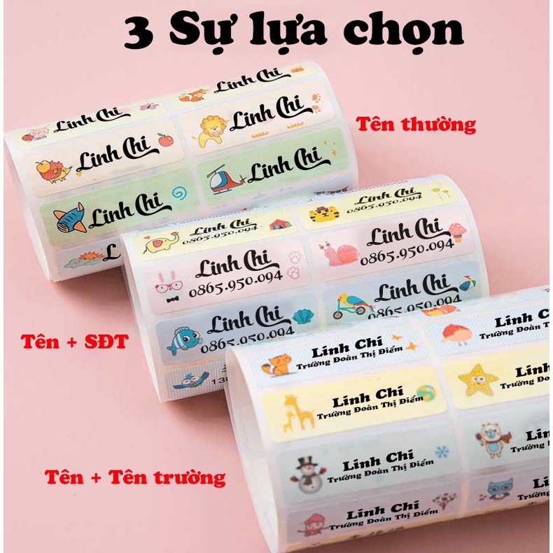 100 Sticker in tên bé dán đồ dùng học tập siêu bền
