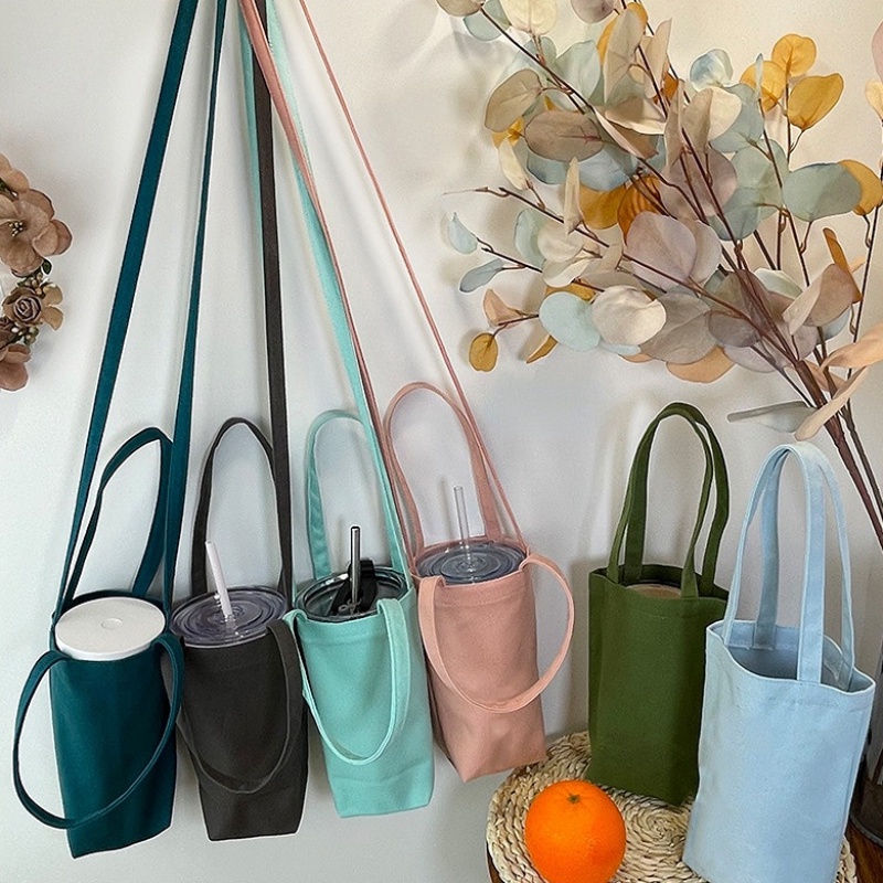 Vỏ Vải Canvas Chất Lượng Cao Đựng Chìa Khóa / Son Môi / Chai Nước Nhỏ Gọn Có Dây Đeo Tiện Dụng Khi Đi Mua Sắm / Du