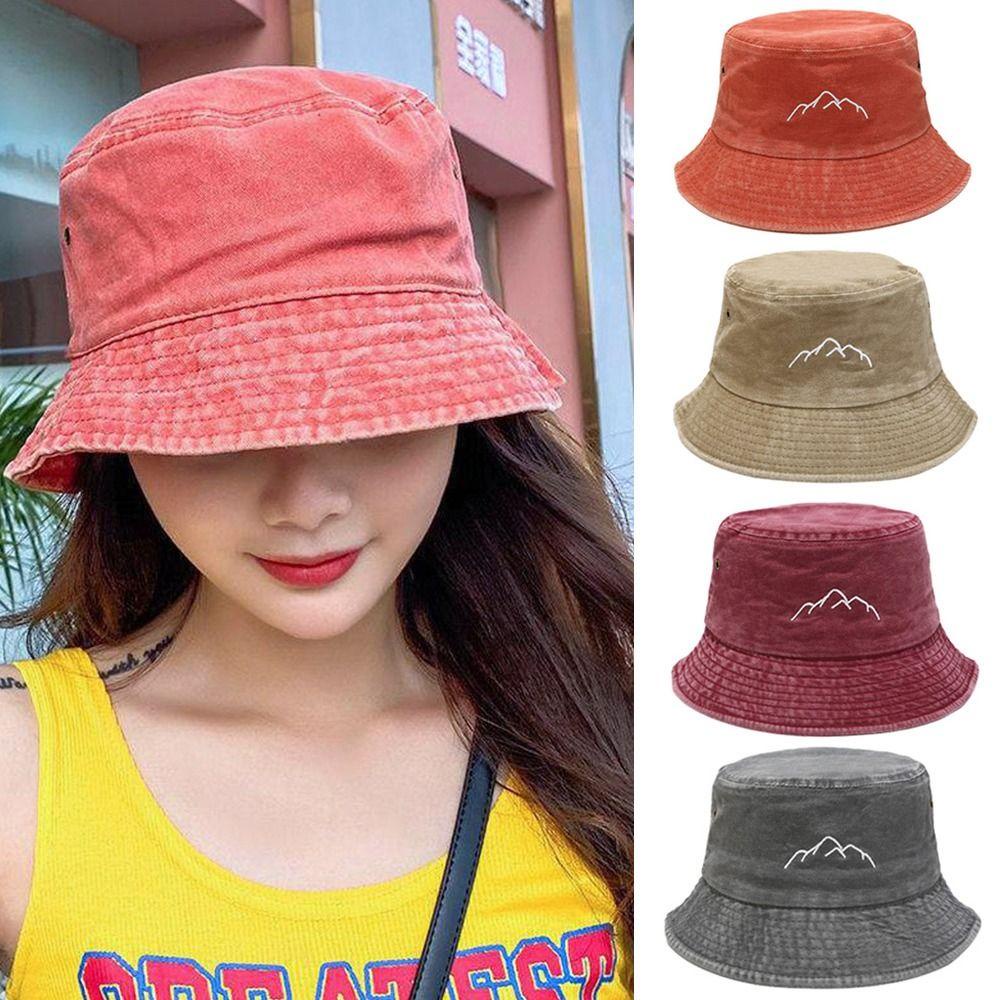 Mũ Bucket Panama Vành Rộng Chất Liệu Mềm Mại Thêu Hoạ Tiết Xinh Xắn Dành Cho Nam Và