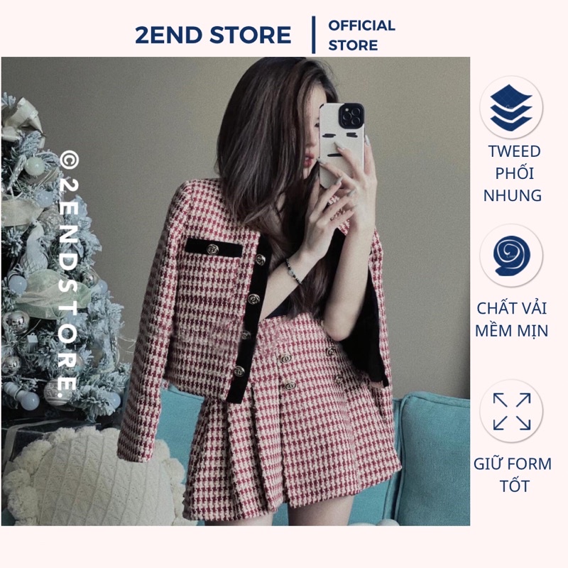 2END Set dạ tweed nữ hàng thiết kế CC (NĂM 2023)