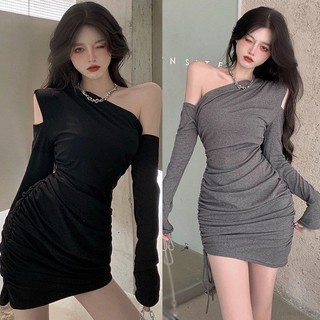 Đầm Trễ Vai Tay Dài Dáng Ôm Gợi Cảm Thời Trang Hàn Quốc Năm Mới Dành Cho Bạn Nữ