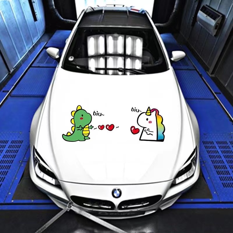 Miếng Dán Trang Trí Bình Xăng Xe Hơi / Mũ Bảo Hiểm Họa Tiết Khủng Long Hoạt Hình Dễ Thương