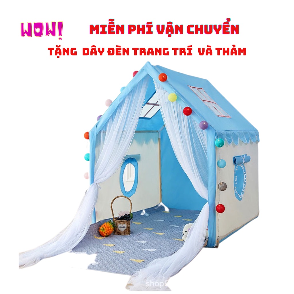 Lều Cho Bé Ngủ Chơi - Lều Hoàng tử Công Chúa TẶNG THẢM VÀ ĐỀN TRANG TRÍ