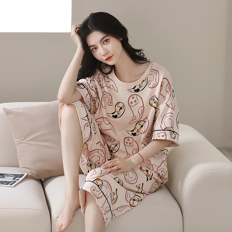 Bộ Đồ Ngủ Cotton Tay Ngắn Phong Cách Thời Trang Mới 2022