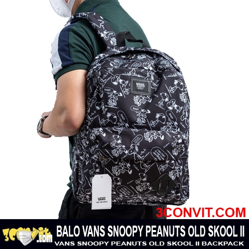 Balo đa năng Vans hoa văn Snoopy màu đen