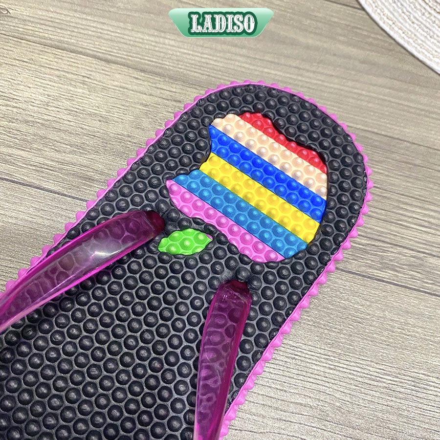 Dép kẹp nữ có lót massage kèm họa tiết trái táo màu trơn quai mềm dễ chịu LADISO - TT471