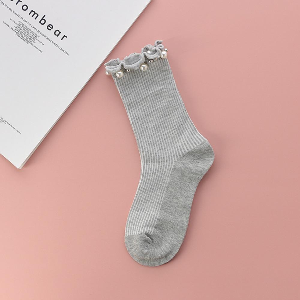 Đôi Vớ Màu Trơn Họa Tiết Kẻ Sọc Dọc Dễ Thương Thời Trang Mùa Thu Cho Nữ